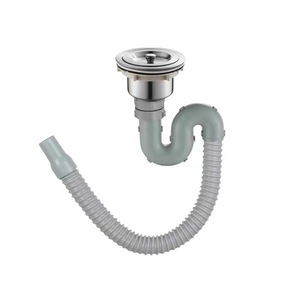 Juego de Desagües para Fregadero de Acero Inoxidable, Diseño Minimalista con Curva en S, Antiolor, Accesorio para Fregadero de Cocina, para un Solo Fregadero, Superficie Cromada - Product Image 1