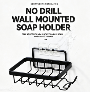 Porte-savon mural en acier inoxydable noir sans perçage, résistant à l'humidité, pour salle de bain et douche - Product Image 3