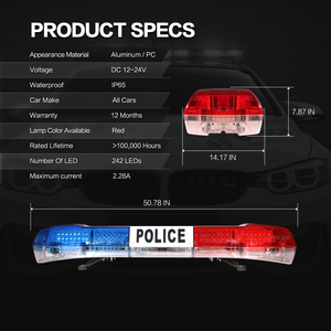 LED-6000L 1.2m rotator lightbar còi báo động + Loa màu đỏ/Màu xanh đèn cảnh báo khẩn cấp nhấp nháy lightbar - Product Image 3
