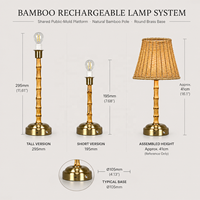 Lampe de table sans fil rechargeable DC en bambou et rotin naturel, écologique, E14, 5200 mAh, USB-C, commande tactile, pour la décoration intérieure, vente en gros
