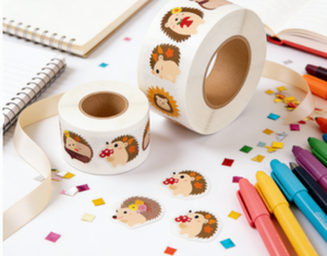Pegatinas Adhesivas de Erizo Otoñal, 1000 Unidades, 2 Rollos, Material de Papel para Decoración de Aulas, Oficinas, Fiestas y Niños - Product Image 2