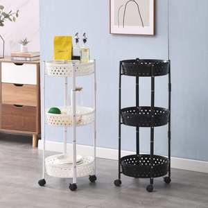 El estante de almacenamiento plegable giratorio de tres capas puede mover cestas de verduras y frutas <span class=keywords><strong>con</strong></span> <span class=keywords><strong>ruedas</strong></span> - Product Image 5