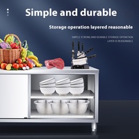 Établi de cuisine commerciale Comptoir de table de travail en acier inoxydable à double passage pour couper les légumes Fournitures de restaurant d'hôtel