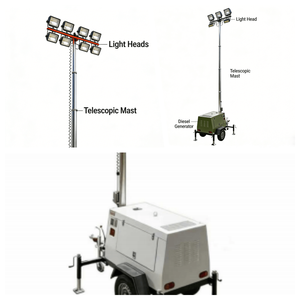 Torre de Iluminación Híbrida LED de 4x200W con Generador Diésel de Arranque Automático para Obras de Construcción Remotas - Product Image 1