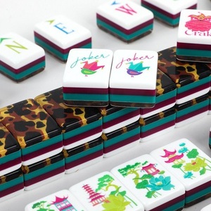 Juego de Mahjong Personalizado Estilo Americano, 160 Piezas, Color Azul Brisa Marina, Pintado a Mano en Acrílico, Plegable, Moderno y Lujoso, Set de Regalo - Product Image 2
