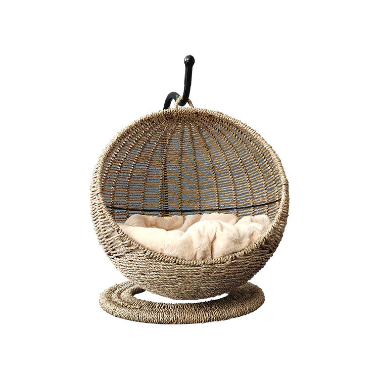 hanging cat bed wicker