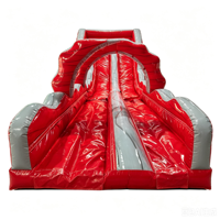 Tobogán Acuático Inflable de PVC Rojo y Gris para Fiestas Infantiles, Uso Comercial Ecológico