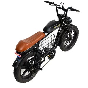 Vélo de montagne électrique rétro avec pneus de 20 * 4 pouces, cadre en acier au carbone, batterie lithium 48V10ah, frein à disque double, double suspension - Product Image 4