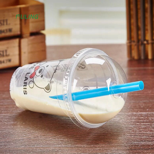 Bicchieri di plastica Fuling stampati personalizzati 8oz/9oz/10oz/12oz/14oz/16oz/20oz/24oz/32oz gelas plastik tazza da tè usa e getta trasparente per animali domestici - Product Image 1