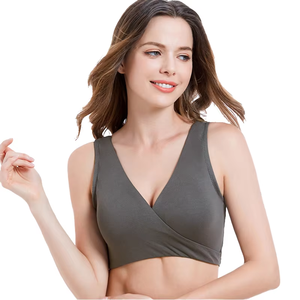 2403 # ชุดชั้นในผ้าฝ้ายแท้ดีไซน์ไขว้สำหรับให้นมบุตรหลังคลอดบุตรดีไซน์แบบสวมใส่ได้สำหรับการนอน - Product Image 1