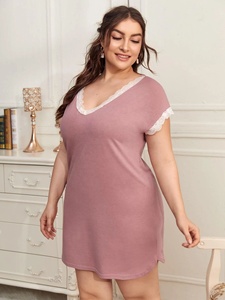 Robe de nuit personnalisée pour <span class=keywords><strong>femme</strong></span> Col en V Bordure en dentelle Robes de nuit de <span class=keywords><strong>grande</strong></span> <span class=keywords><strong>taille</strong></span> pour <span class=keywords><strong>femme</strong></span> Vêtements de nuit de <span class=keywords><strong>grande</strong></span> <span class=keywords><strong>taille</strong></span> pour <span class=keywords><strong>femme</strong></span> - Product Image 5