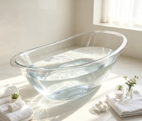 Baignoire transparente panoramique de luxe, baignoire autoportante commerciale pour hôtels et maisons d'hôtes de vacances