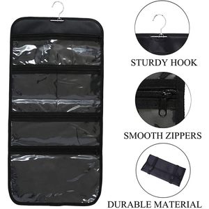 Foldable <b>Clear</b> Hanging <b>Toiletry</b> <b>Bag</b> Cosmetic Organizer Storage For Bathroom Travel Use - Product Image 3