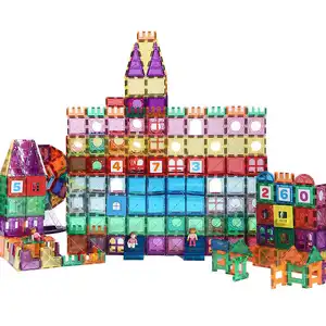 Mainan edukasi anak-anak, kualitas tinggi blok bangunan magnet plastik set blok bangunan magnetik ubin magnetik