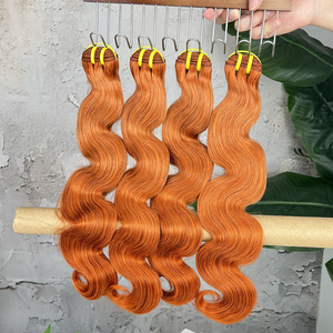 Prix de gros # 350 mèches de cheveux humains ondulés gingembre-orange, tissage de cheveux vierges brésiliens 100 % non traités, couleur gingembre - Product Image 2