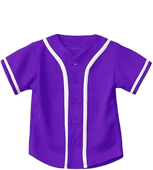 Kopen Custom Sublimatie Baseball Uniform Shirts Groothandel Jeugd Honkbal Leeg Jersey Kids Paars