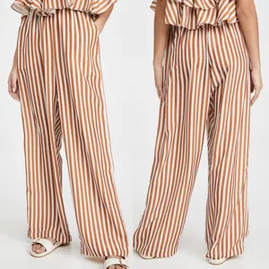 Good Quality Supplier China Full Inspection Touch Feeling New Promotion Women Stripe Trousers and Pants