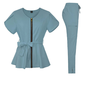 Ensembles de blouses d'infirmière personnalisables avec logo, unisexes, respirants, en tricot, uniformes d'hôpital, pantalons de jogging à fermeture éclair, détection d'aiguilles, fusion sans couture - Product Image 2