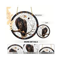 Attrape-soleil 2D en acrylique pour fenêtre, avec revêtement imprimé, artisanat en verre teinté, motif animal Aigle chauve vintage, ornement suspendu pour la maison, la décoration murale et les fêtes