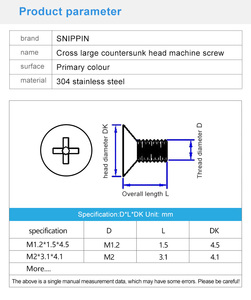 Viti a macchina M1.2 M2 in acciaio inossidabile 304 con <span class=keywords><strong>testa</strong></span> <span class=keywords><strong>svasata</strong></span> Phillips, micro elementi di fissaggio di precisione a croce SS304 - Product Image 6
