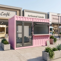 Kiosque préfabriqué rose en acier pour la vente de nourriture, stand de vente rapide, boutique de centre commercial