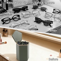 Organisateur d'accessoires pour lunettes, 5 compartiments, étui à lunettes de soleil en similicuir PU de luxe, boîte de rangement pour lunettes, logo personnalisé