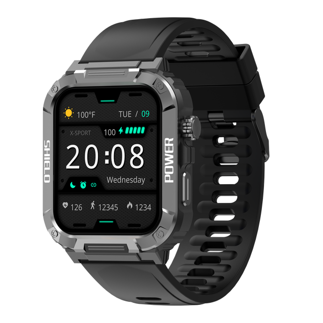 New Rugged Smart Watch Men IP68 Waterproof BT Calling Sport Fitness Voice Assistant 100+ Sports Modes Outdoor Smartwatch