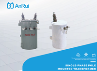 Transformateur de distribution d'énergie monophasé étanche 10 kVA 6 kV/240 V/380 V à triple enroulement en cuivre monté sur poteau