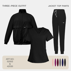 Set di Divise Mediche per Donne: Top con Scollo a V e Pantaloni Cargo con Giacca Termica, Uniformi Infermieristiche Disponibili in Diversi Colori 42030+52002 - Product Image 1