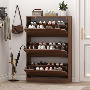 Meuble à chaussures avec 3 tiroirs rabattables, meuble de rangement à chaussures fin et étroit, étagère supérieure de présentation pour entrée, couloir, hall d'entrée, placard - Product Image 3