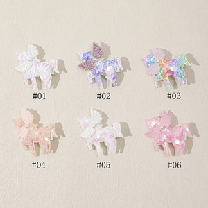 Pinza de Pelo Lateral Hecha a Mano con Lentejuelas de Unicornio Arcoíris Premium para Niñas, Dulce Lazo para el Pelo, Accesorios de Joyería para el Cabello Infantil - Product Image 2