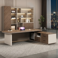 Ensemble de bureau et chaise de direction en forme de L, minimaliste et moderne, avec armoire latérale, personnalisable pour les cadres