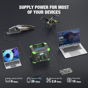 Para la estación de energía portátil EBL Eb70 de 300W, 288.6Wh, 330W CA, 60W PD USB-C, 9 puertos de respaldo con carga inalámbrica de 5W y recarga de 3 vías, versión estadounidense. - Product Image 5