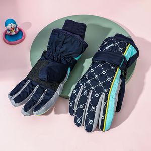 Gants de <span class=keywords><strong>ski</strong></span> d'hiver pour enfants épaissi coupe-vent PU pour le snowboard équitation voiture électrique Double verrouillage chaud gants résistants au froid - Product Image 4