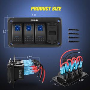 Rocker <b>Switch</b> Panel With Dual <b>USB</b> Charger Voltage Display 12V IP65 Waterproof For Car Truck Boat RV - Product Image 2