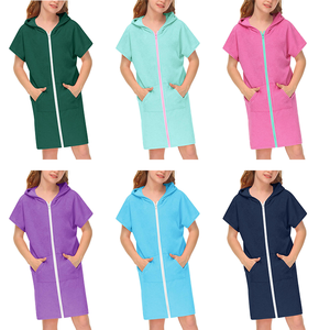 Peignoir d'été pour filles 2025 – Grande Vente – <span class=keywords><strong>Serviette</strong></span> <span class=keywords><strong>de</strong></span> plage pour enfants <span class=keywords><strong>de</strong></span> haute qualité – Peignoir à capuche zippé à manches courtes à séchage rapide pour la plage - Product Image 1