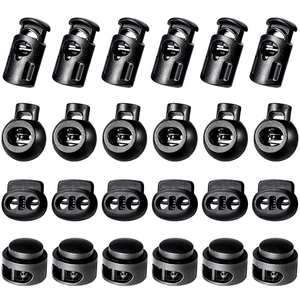 <strong>Supplier</strong> Black Plastic Two Holes Cord <strong>Lock</strong> <strong>Draw</strong> Cord <strong>Stopper</strong> Spring Leather Cord <strong>Stopper</strong> - Product Image 2
