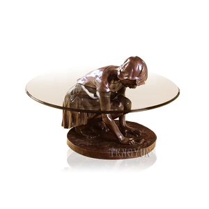 Tabela de chá de bronze oval, tabela de chá de bronze oval para decoração de interiores - Product Image 4