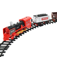Jouet de train à vapeur simulé pour enfants, ensemble de jouets de train de rail télécommandé, train de piste de fret électrique avec lumière sonore