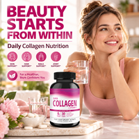 Capsules de collagène Flourisher, peptides de type 1 et 3 et vitamine C pour femmes et hommes, 60 unités, soutien pour les cheveux, la peau, les ongles et les articulations, provenant de bovins nourris à l'herbe