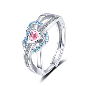 Anillo de Circonita en Forma de Corazón Rosa para Mujer - Joyería de Alta Gama, Moderna, Sencilla y Versátil - Product Image 3