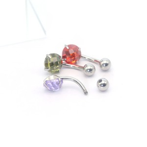 Anneau de nombril en acier inoxydable avec zircon coloré serti à griffes, forme boule, bijou de piercing unisexe, cadeau, accessoire de mode - Product Image 3
