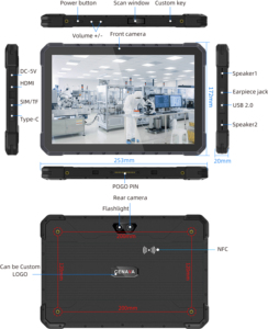 Wpna a18st 10.1 inch <span class=keywords><strong>4</strong></span> + 64G Wifi 1D 2D Máy quét ngón tay in nhận dạng TF Sim thẻ máy tính bảng công nghiệp <span class=keywords><strong>Android</strong></span> 11 gồ ghề - Product Image 6