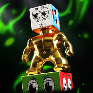 Yuxin Muscle Man Rubik's Cube 3x3, jouet de puzzle rotatif doré, éducatif, stimulant le cerveau, pour les jeunes et les enfants, unisexe - Product Image 1