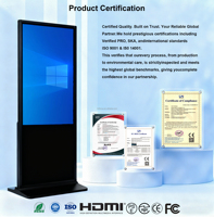 Pantalla de Señalización Digital HDFocus OEM ODM de 32 a 85 Pulgadas para Interiores con Soporte de Piso, Quiosco Interactivo LCD con Android para Publicidad
