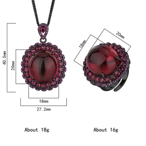 फॉल/शीतकालीन लक्जरी फैशन गहने नए 18*20 सिम्युलेटेड ब्लू स्पिनल रेड कॉर्ंडम और ब्लैक गन प्लेटेड गहने - Product Image 3