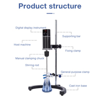 Agitateur Électrique Numérique 100-2000 tr/min, Mélangeur de Laboratoire à Base en U Stable pour Haute Viscosité, pour Usage Industriel et de Recherche en Laboratoire