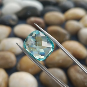 พลอย DS Gems ขนาดใหญ่ คุณภาพสูง 14x16 มม. พลอยเพาราอิบาสีน้ำเงินนีออนทรงคุชชั่นเจียระไนแบบไอซ์ครัช ผลิตในห้องปฏิบัติการ - Product Image 3