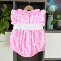 Combinaison sans manches pour bébé fille, en coton, à volants, avec broderie de lapin de Pâques, personnalisée ODM
