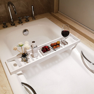QIWU LIFE Juego de cuatro piezas de madera de bambú, carrito de baño ecológico de 70x14,5 cm, opciones multicolores, bandeja de bañera de barco pequeño de estilo Simple - Product Image 1